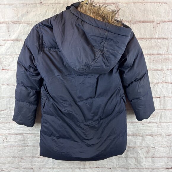 Crewcuts Girls 6 / 7 Blue Down Filled Toggle Faux Fur Hooded Winter Jacket - Picture 9 of 10